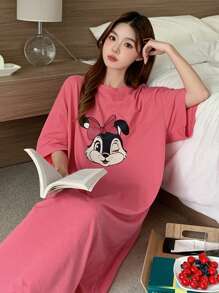 DAZY Cute Cartoon Pattern Print Loose Nightgown Pajama, Moo Moo