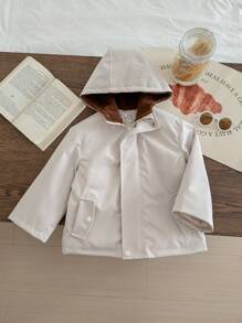 Blossori Stilvolle Kapuzenjacke aus Baumwolle für Kleine Jungen, Slim Fit mit Reißverschluss, elegante beige Farbe, Herbst/Winter - Beige - Übersicht 6