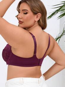 Áo ngực ren gọng cỡ lớn có trang trí nơ cho nữ - Màu đỏ tím - Xem 2