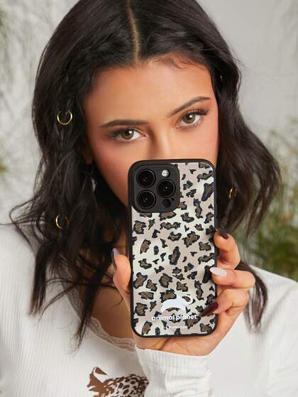 Animal Planet X SHEIN Leopard Print See-Through Fashion Phone Case, Compatible With IPhone