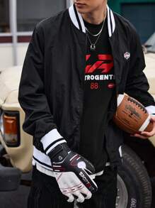 Manfinity Sport Corelite Men's Solid Color Patchwork Long Sleeve Pocket Casual Simple Sports Jacket - Black - View 7