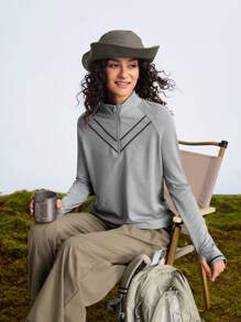 In My Nature Outdoor Wear Hiking Camping Sports Casual Commuting High-Stretch Skin-Friendly Zipper Detail Ladies Outdoor Long Sleeve T-Shirt & Vest