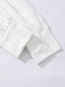 Set de 2 piezas: Top informal de cuello alto y camisa en unicolor para adolescentes