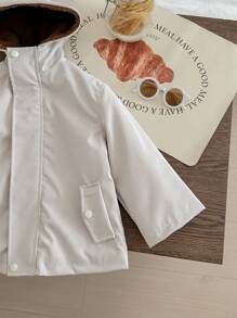 Blossori Stilvolle Kapuzenjacke aus Baumwolle für Kleine Jungen, Slim Fit mit Reißverschluss, elegante beige Farbe, Herbst/Winter - Beige - Übersicht 4