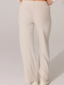 Aralina Leisurewear Buttery Soft Knit Texture High-Waisted Comfy Pull On Lounge Pants - Light Grey - View 2