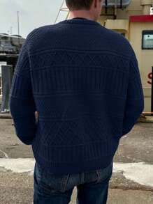 Manfinity Dauomo Plus Size Men's Casual Solid Color Crew Neck Sweater, Autumn/Winter