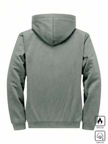 Manfinity Hypemode 带拉链口袋的羊毛连帽夹克，男士，冬季 - 灰色 - 查看 2