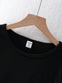 SHEIN Set de 2 piezas de ropa interior térmica de manga larga y pantalón largo a juego en color negro, para adolescentes - Negro - Ver 7