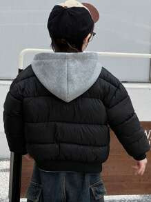 Sudadera con capucha reversible gruesa y cálida para niño preadolescente, de doble uso