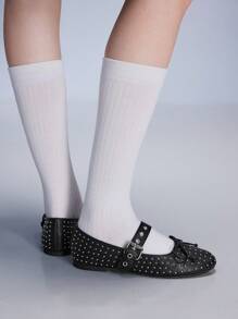 CUCCOO GRLICON Giày bệt phong cách Y2K dành cho nữ, phù hợp với phong cách Punk, Biker, cô gái cá tính, Halloween, Giáng sinh, trang phục dự tiệc - màu đen - Xem 3