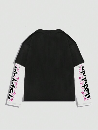 Street Life Camiseta con gráfico LOVE de doble capa para hombre, de peso pesado