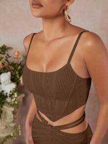 L'Amorae Lace Crop Top & Mermaid Hem Skirt Two Pieces Set