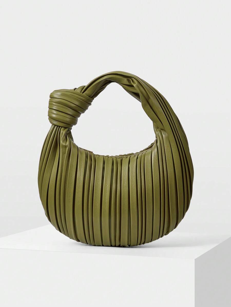 MOTF PREMIUM 1PC WOMEN'S FASHION COMMUTE SOLID COLOR PLEATED CLOUD SHOULDER HANDBAG - Olive Green - View 2