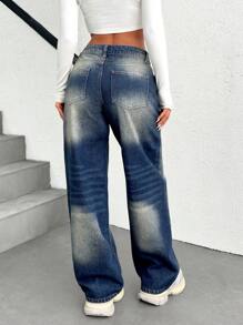 EURMUSE LOW RISE LOOSE FIT Y2K STREET STYLE JEAN - Dark Wash - View 2