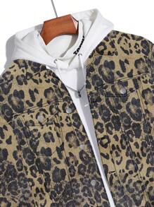 Manfinity Roughcore 宽松男士豹纹牛仔夹克，秋季款 - 彩色 - 查看 7