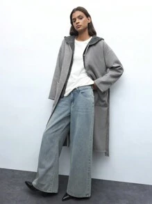 Maija Women's Classic Casual Overcoat With Side High Slit, Button Decor, Dual Pocket, Gray, Spring Everyday Versatile - Grey - View 5