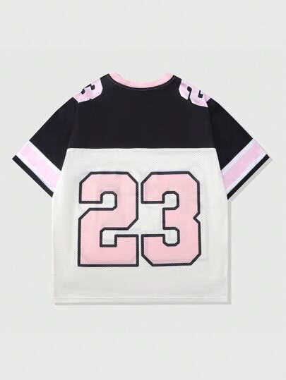 Prep Men's Mesh Contrast Short Sleeve Sports Football Jersey Style T-Shirt, Athletic Jersey