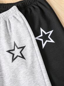 Pantalón de chándal con cintura elástica y forro térmico para niñas preadolescentes, color básico negro y gris, para otoño/invierno