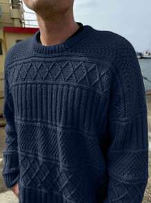 Manfinity Dauomo Plus Size Men's Casual Solid Color Crew Neck Sweater, Autumn/Winter