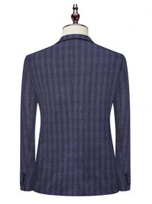 Manfinity Mode Plus Size Casual Front Button Long Sleeve Flat Collar Simple Suit Set