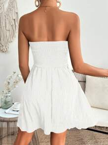 Breezaya Abito senza spalline a tinta unita con arricciatura, adatto per la primavera/estate, per vacanze e outfit da spiaggia per le donne