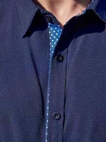 Manfinity Homme 2 chiếc/bộ áo cánh và quần dài tay tối giản màu trơn chắp vá phía trước cỡ lớn - Nhiều màu - Xem 4