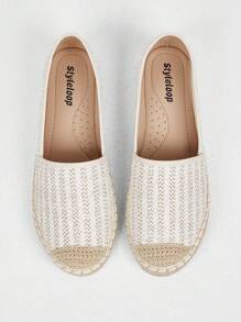 Styleloop Zapatos de mujer estilo Loop, zapatos de lona con textura geométrica, con correa para el tobillo, zapatos planos, zapatos de verano para vacaciones, zapatos de vuelta al colegio, zapatos universitarios, zapatos con estilo bohemio retro campestre francés, zapatos de otoño y primavera, zapatos para primavera - Albaricoque - Ver 4