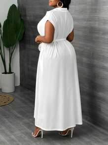 Slaydiva Vestido elegante de encaje con diseño floral y tirantes con lazo para mujer de talla grande