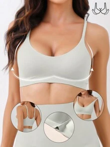 Ocili 女士简约纯色无缝隐形胸罩 - 灰色 - 查看 4