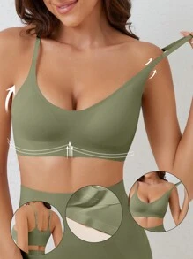 Ocili 女士纯色无缝舒适休闲内衣 - 綠色 - 查看 3