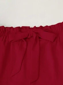 SHEIN LUNE Summer Simple Solid Cami Top & Wide Leg Pants - Burgundy - View 4