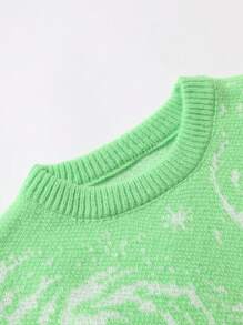 Chillumni Men's Crew Neck Long Sleeve Pattern Detail Casual Sweater - Green - View 7