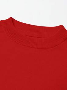 Girls Young Girl Cute Snowman & Deer Graphic Casual Christmas Holiday Knit Sweater - Red - View 5