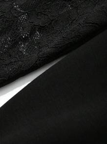 DAZY 女士蕾丝拼布迷你紧身连衣裙舞会礼服优雅秋季连衣裙长袖连衣裙 - 黑色 - 查看 8