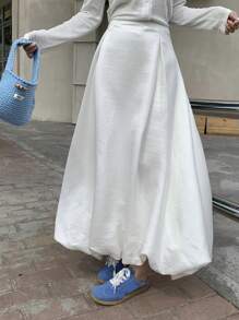 DAZY 女士蓬蓬花苞纯色休闲中长裙 秋冬款