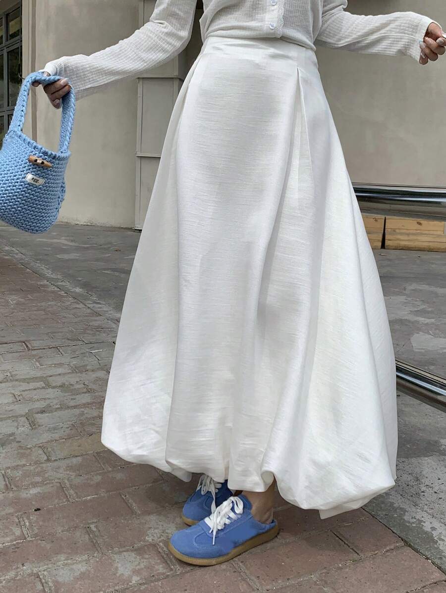 DAZY 女士蓬蓬花苞纯色休闲中长裙 秋冬款