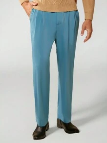 Manfinity VCAY Men Solid Slant Pocket Suit Pants - Green - View 1