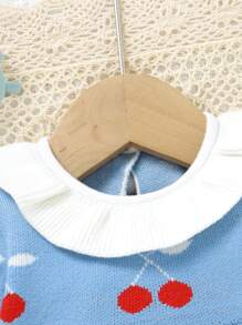 Bộ đồ liền thân thêu màu nâu cho bé gái - Màu xanh lam - Xem 4