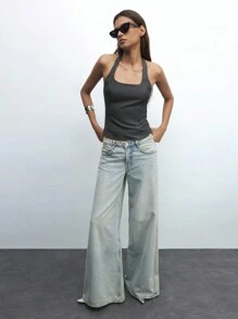 Maija Áo vest cổ vuông hở lưng màu xám thanh lịch hiện đại, vừa vặn thoải mái, trang phục nữ đa năng, phong cách giản dị, cao cấp, đi làm ở thành thị, phong cách biên tập viên tạp chí tinh tế, trang phục đi du ngoạn/nghỉ dưỡng, cảm giác sang trọng, giản dị kiểu Pháp lãng mạn - Xám - Xem 5
