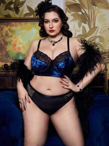 PinupGlam Plus Size Women's Retro Palace Style Lace Trim Bikini Panty