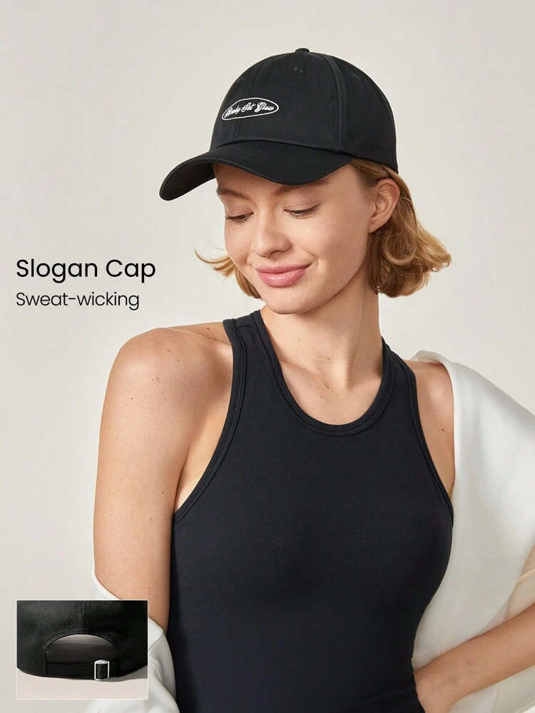 1pc Performance Sweatband Adjustable Back Closure Baseball Cap With Logo Embroidered Daily Casual Workout Gym