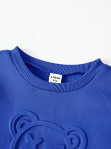 Mua 1 tặng 3, Áo nỉ cổ tròn in 3D hình gấu hoạt hình dễ thương, mềm mại, ấm áp, màu trơn, kiểu dáng thường ngày dành cho bé trai, thích hợp cho tựu trường, sinh nhật, tiệc mừng em bé, tiệc lễ hội, mùa thu/đông. - Đỏ - Xem 6