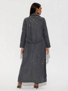 SHEIN SXY Thick Grey Long Sleeve Coat, Autumn/Winter - Grey - View 2