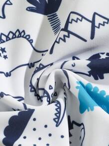 SHEIN 男婴泳衣，可爱卡通恐龙印花长袖泳衣带太阳帽，适合夏季度假、海滩、冲浪、水上乐园 - 彩色 - 查看 6