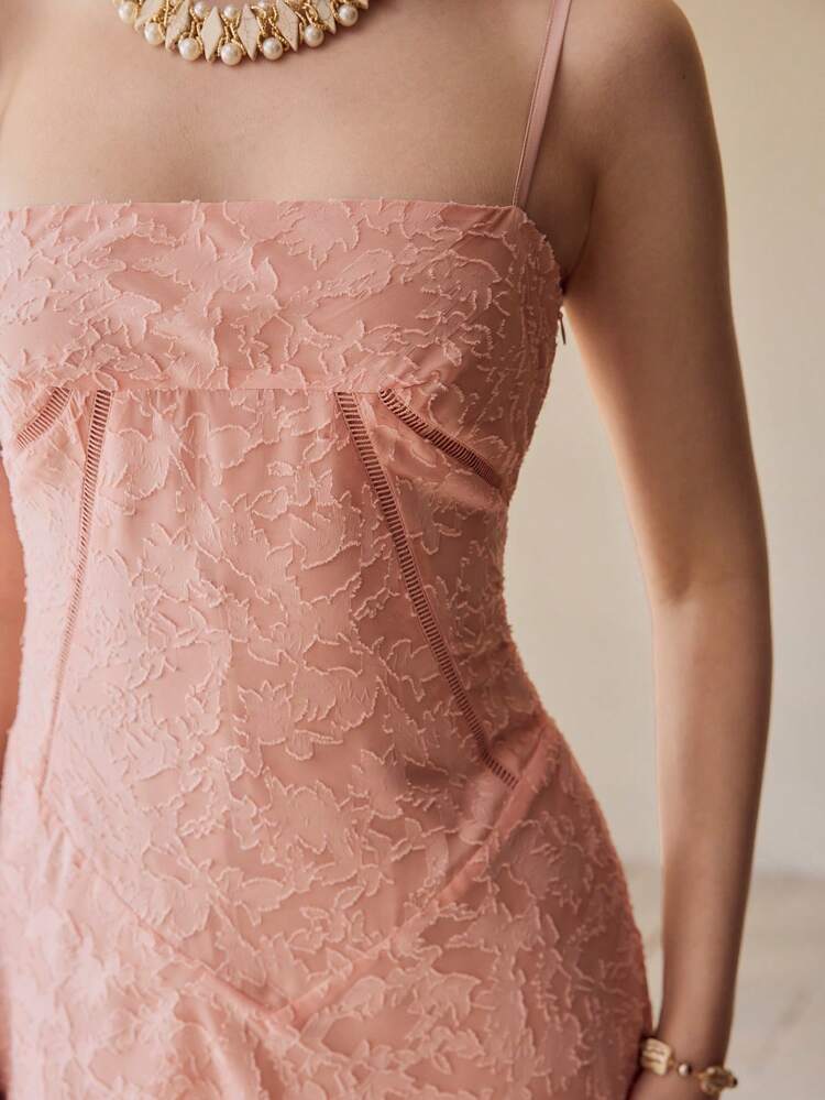 TEXTURED BIAS CUT CAMI DRESS