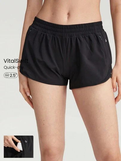 GLOWMODE 2.5英寸VitalSwift快干低腰跑步短褲，內置內褲網眼拉鍊口袋，反光束帶，除臭運動日常健身夏天必備