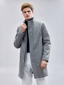 Manfinity VCAY 男士修身编织休闲长袖羊毛夹克外套，适合秋冬季