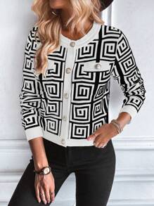 SHEIN LUNE Blusa casual de mujer de manga larga con botones al frente, diseño sencillo para uso diario