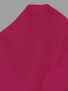 SHEIN Swim 素色高衩沙灘纏腰式半身裙 - 玫紅色 - 查看 4