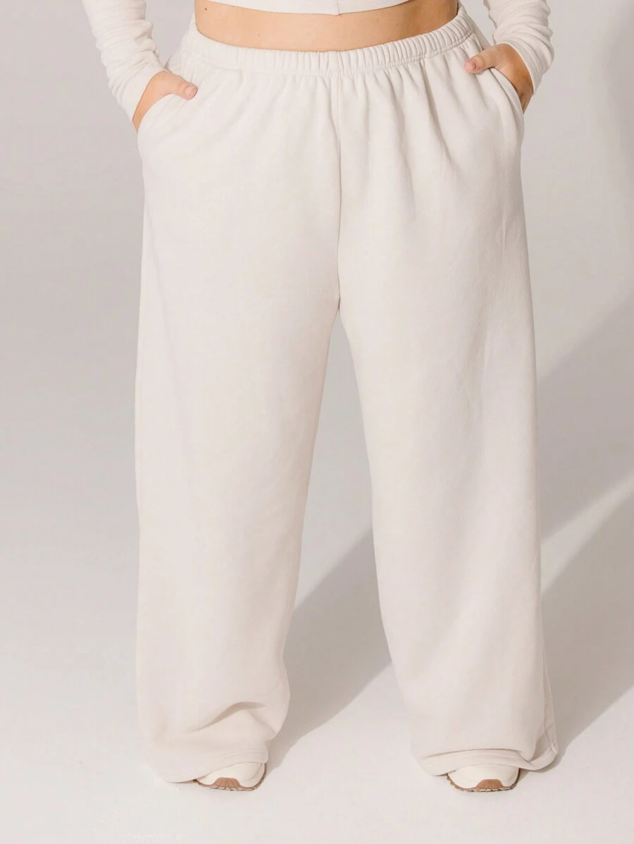 Aralina Curve Relaxed Mid-Rise Elastic Waist Straight Leg Trackpant - Grey - View 1